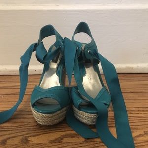 White wHouse Black Market lace up wedges